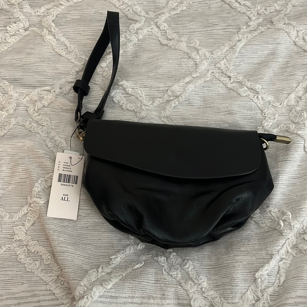 Black faux leather Anthropologie bag